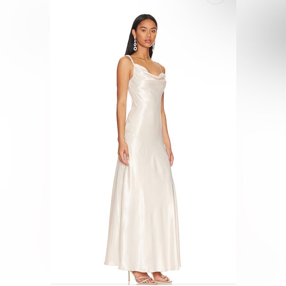 House of Harlow 1960 Irolo gown ivory satin twist strap bias dress Revolve NWT L - Picture 2 of 15